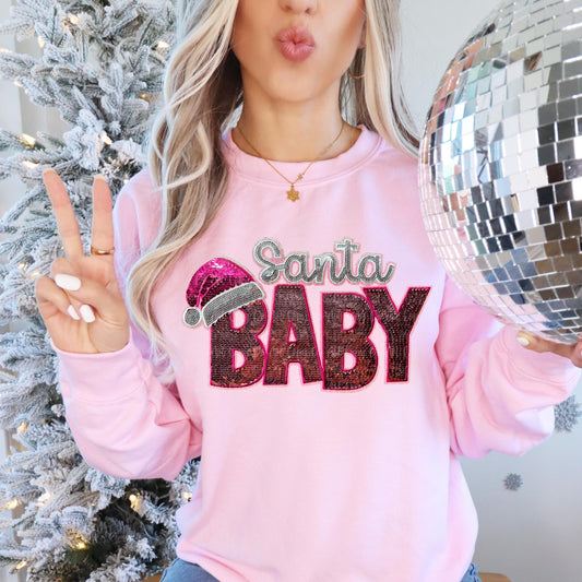 Santa Baby Sequin Patch Crewneck