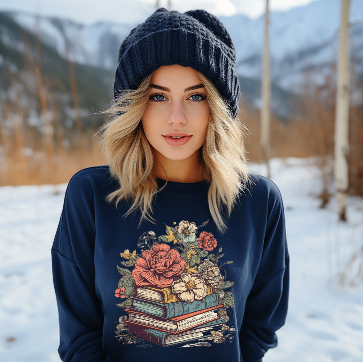 Books and Flowers Crewneck